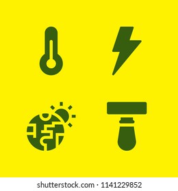 weather icon set. With thermometer, blade and lightning  vector icons for graphic design and web