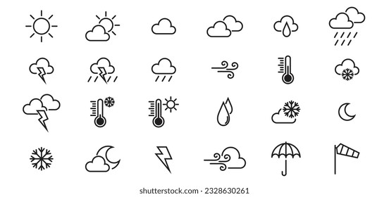 weather icon set thick stroke line simple icon