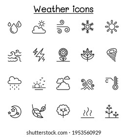 Weather icon set in thin line style