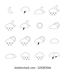 Weather icon set. Thin line style