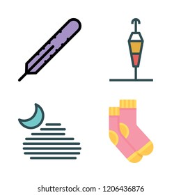 weather icon set. vector set about socks, wind sign, thermometer and heat icons set.
