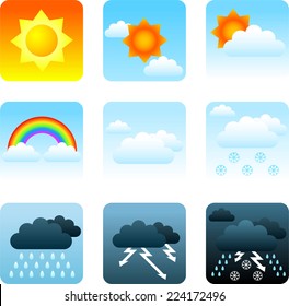 weather icon set vector cartoon illustration