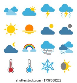 Weather icon set, vector, editable stoke