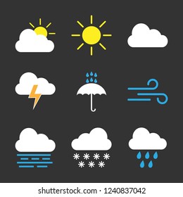 Weather icon set. Vector illustration, flat design.