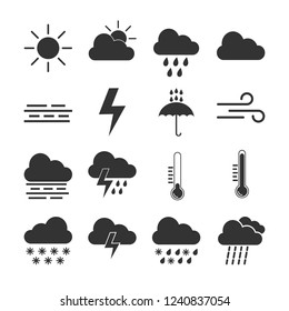 Weather icon set. Vector illustration, flat design.
