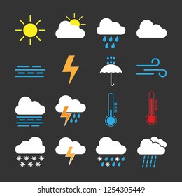 Weather icon set. Vector illustration, flat design.