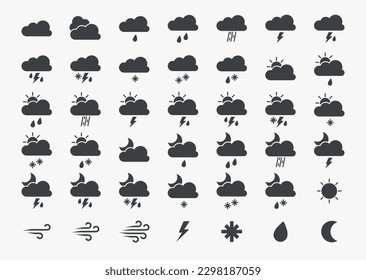 
Conjunto de iconos del tiempo. Ilustración vectorial.