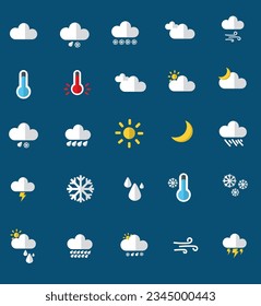 Weather icon set vector illustration. Weather conditions icons