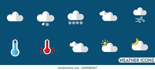 Weather icon set vector illustration. Weather conditions icons