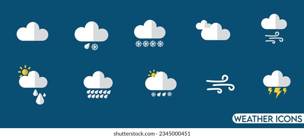 Weather icon set vector illustration. Weather conditions icons