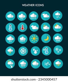 Icono del tiempo conjunto de ilustración vectorial. Iconos de condiciones meteorológicas