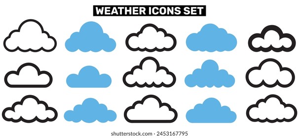 Conjunto de iconos de Clima y diseño de Ilustración vectorial.