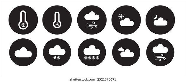 Weather icon set vector illustration. Weather conditions icons