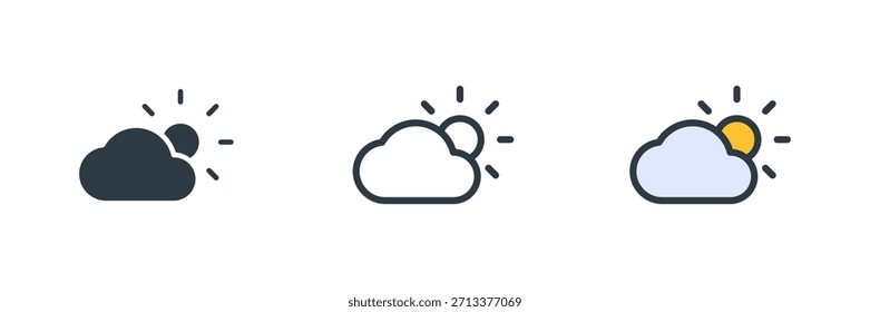 Ilustración vectorial del sistema del icono del Clima. línea, glifo, símbolo del color aislado en el fondo blanco