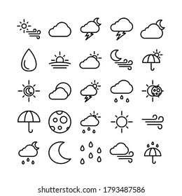 Weather icon set vector line for website, mobile app, presentation, social media. Suitable for user interface and user experience.