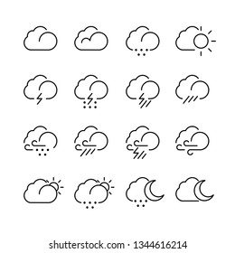 weather icon set vector.Simple weather symbol with line style