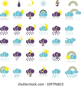 weather  icon set  for web design with shadow