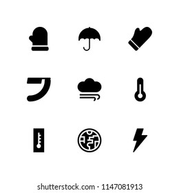 weather icon set. wind, ozone layer and mitten vector icon for graphic design and web