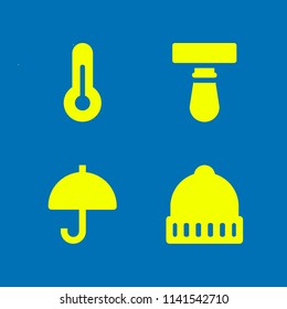 weather icon set. With winter hat, thermometer and umbrella  vector icons for graphic design and web