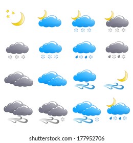 Weather icon set winter night isolated