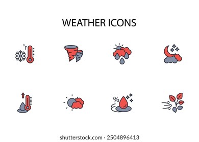 Weather icon set.vector.Editable stroke.linear style sign for use web design,logo.Symbol illustration.