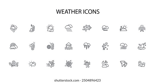 Weather icon set.vector.Editable stroke.linear style sign for use web design,logo.Symbol illustration.