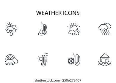 Weather icon set.vector.Editable stroke.linear style sign for use web design,logo.Symbol illustration.