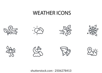 Weather icon set.vector.Editable stroke.linear style sign for use web design,logo.Symbol illustration.