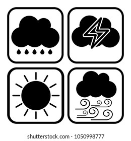 Weather icon show rainy thunder storm clear sunny windy strong wind - weather icon concept