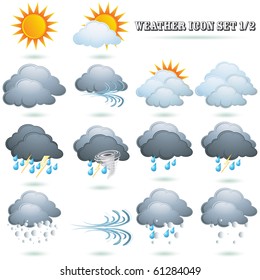 Weather icon sign set isolated on white vector