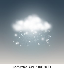 Weather icon, snow with cloud. Vector illustration.