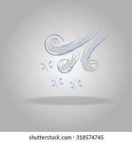 Weather icon with snow and wind. Symbols.
