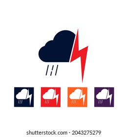 Weather icon stock illustration. The icon depicts Clouds, rain, and thunderstorms