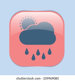 weather icon. sun behind the cloud with rain