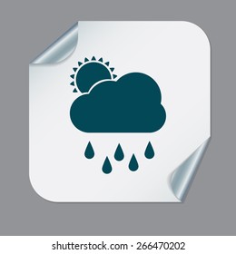 weather icon. sun behind the cloud with rain