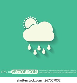 weather icon. sun behind the cloud with rain