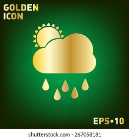weather icon. sun behind the cloud with rain
