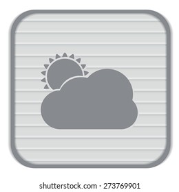 weather icon, sun behind the cloud with rain. 