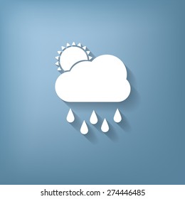 weather icon. sun behind the cloud with rain
