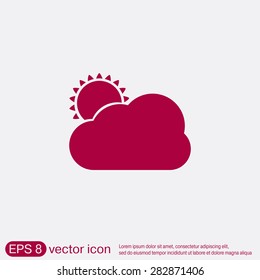 weather icon, sun behind the cloud with rain. 