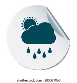 weather icon. sun behind the cloud with rain