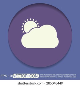 weather icon, sun behind the cloud with rain. 