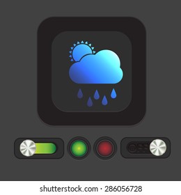 weather icon. sun behind the cloud with rain