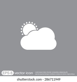 weather icon, sun behind the cloud with rain. 