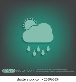 weather icon. sun behind the cloud with rain