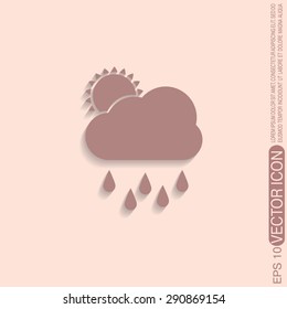 weather icon. sun behind the cloud with rain