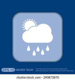 weather icon. sun behind the cloud with rain