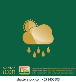 weather icon. sun behind the cloud with rain