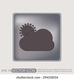weather icon, sun behind the cloud with rain. 