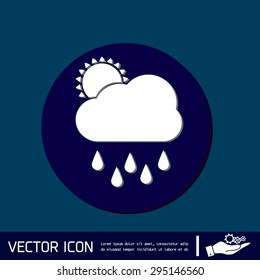 weather icon. sun behind the cloud with rain
